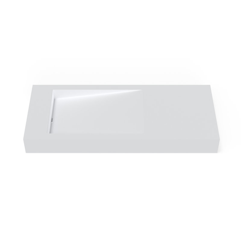 Badeloft 47.2" x 19.6" Rectangular Stone Resin Wall Mounted Bathroom Sink WT-05-A-M in Matte White, Matte White