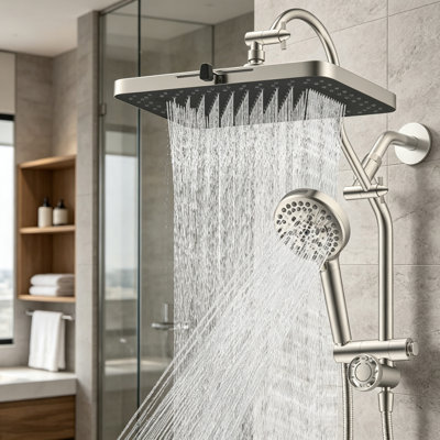 13" Rainfall Shower Head with 10 Spray Handheld