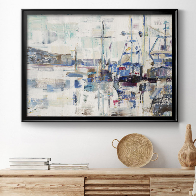 Across A Line - reproduction d'art sur toile encadrée, H 30,5 po x l 42,5 po x P 1,5 po, Noir