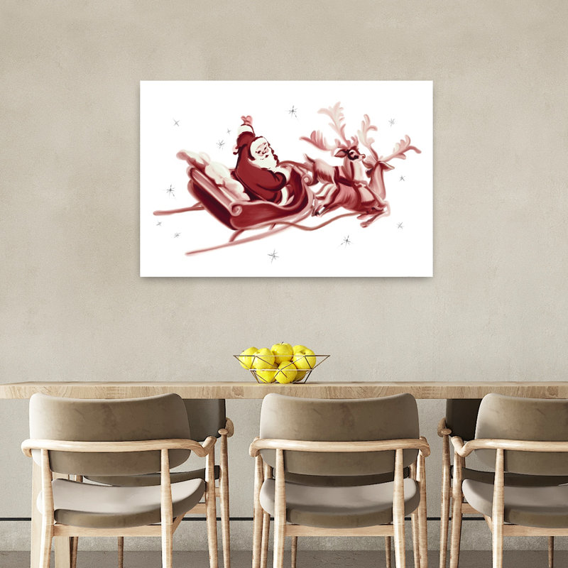 Art rétro abstrait rétro fantaisiste, père Noël, H 36 po x l 24 po