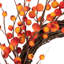 Couronne orange, rouge, baies et brindilles, 14 pouces, non éclairée
