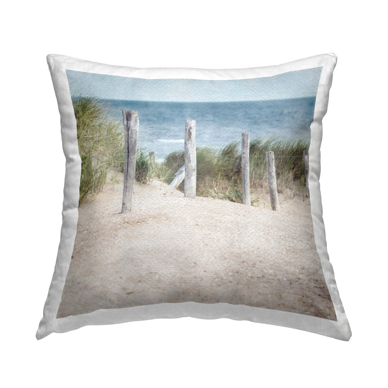 Coastal Beach Path Printed Throw Pillow By LSR Design Studio