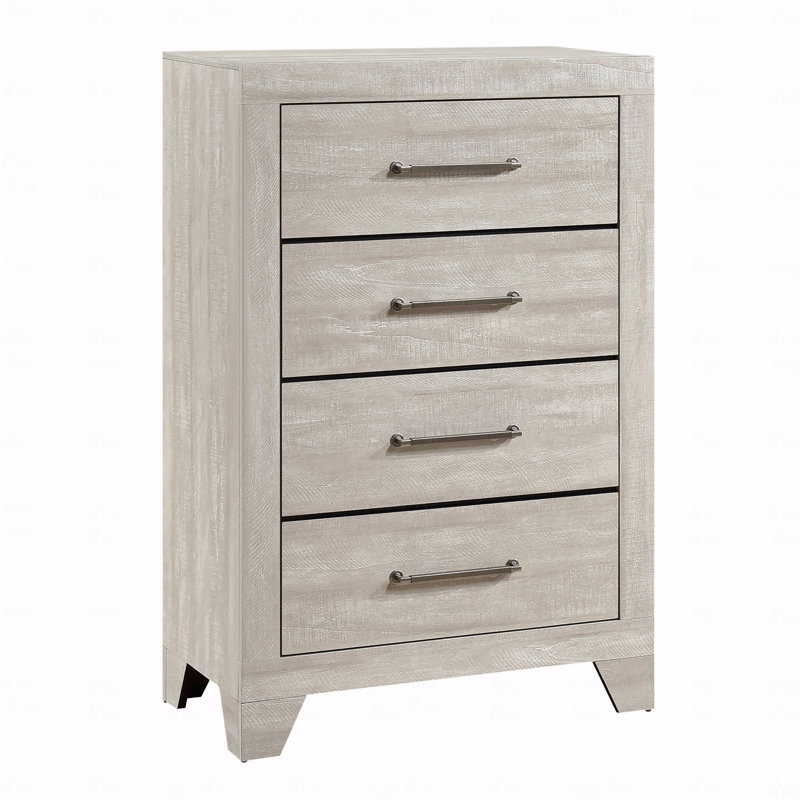 Commode contemporaine en chêne gris avec 4 tiroirs et meubles de chambre à coucher en bois