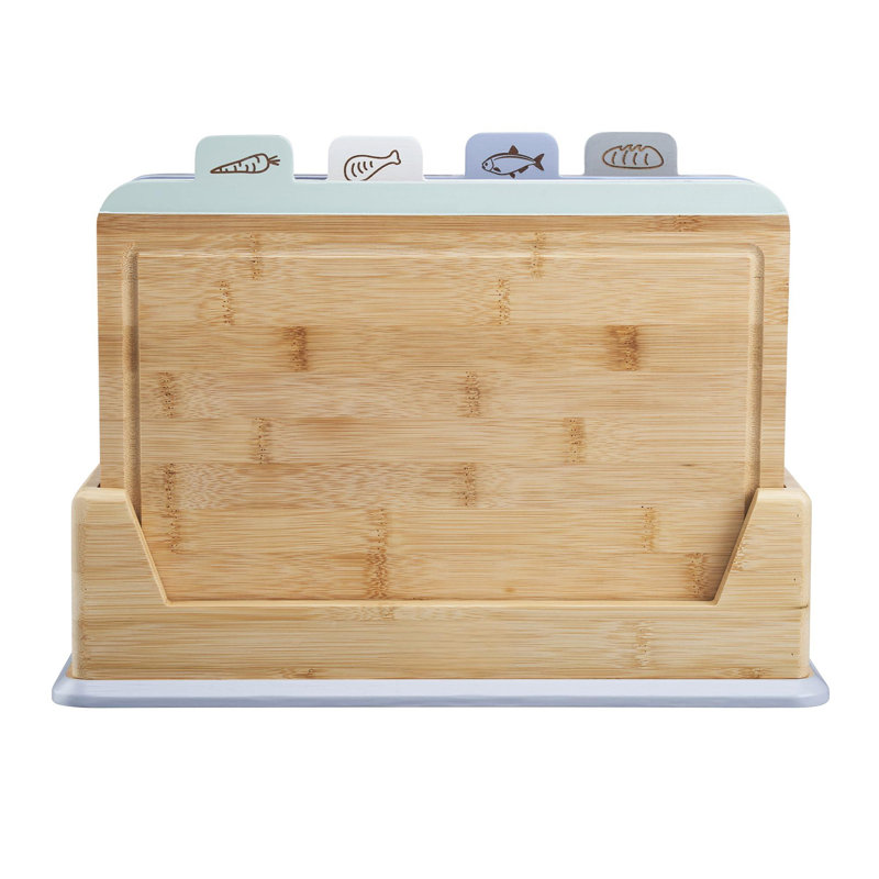 Set Of 4 Index Chopping Boards ,Bamboo Chopping Boards With Stand