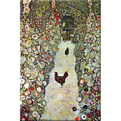Garden Path with Chickens by Gustav Klimt Painting Print on Wrapped Canvas