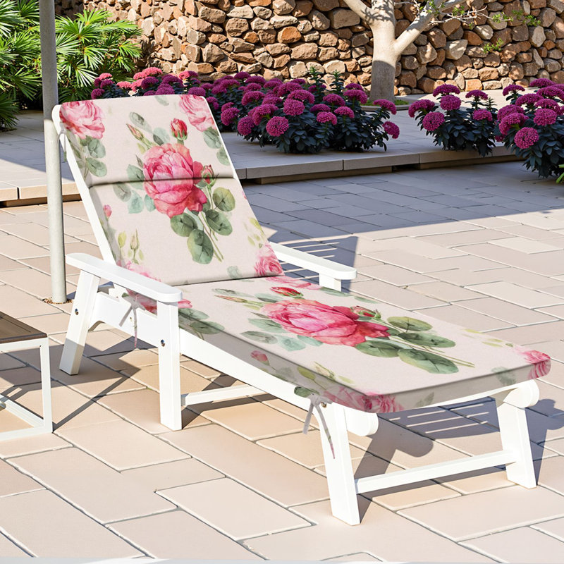  Outdoor Indoor 3'' Lounge Patio Cushion Watercolor roses summer garden flowers pink flowers pink roses English Water-Resistant Chaise Lounge Cushion for Chair Patio Furniture Seat Cushion