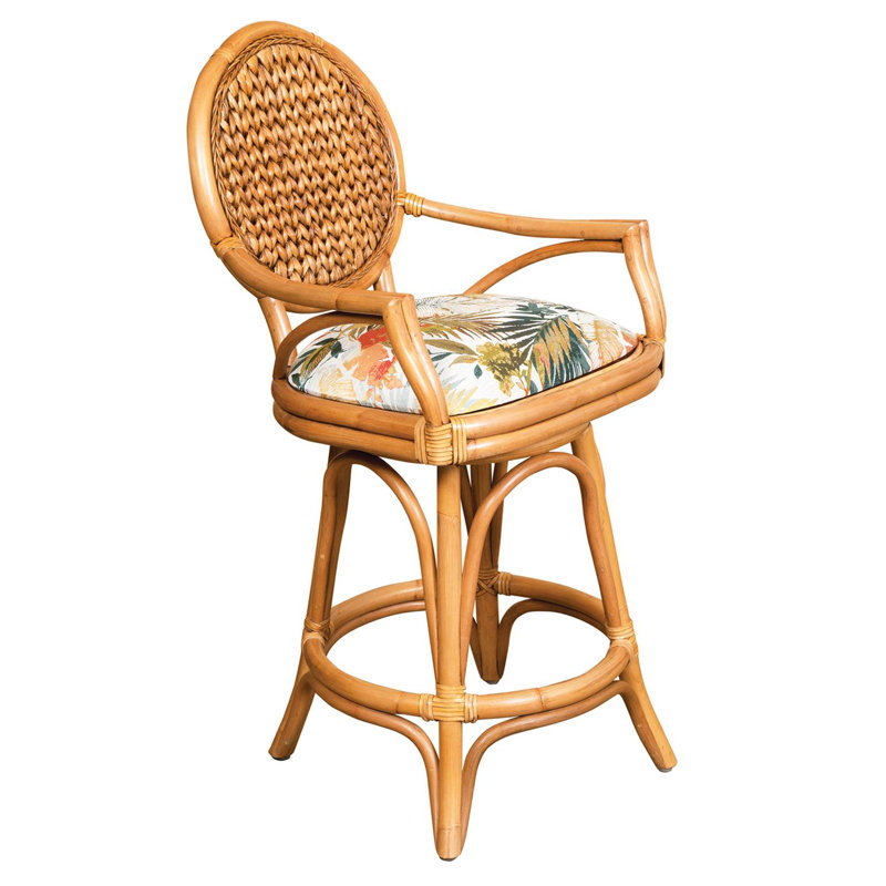 Dashad Swivel Upholstered Counter Stool, Counter Stool (24” Seat Height), Antique Honey