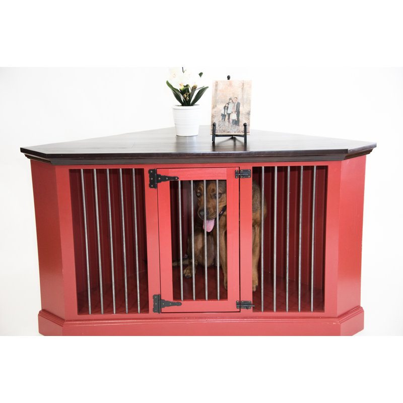 Damien Wood Furniture Style Crate with 1 Door, Persimmon Red, Caribbean Rum