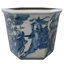 10" Ladies Blue & White Porcelain Flower Pot