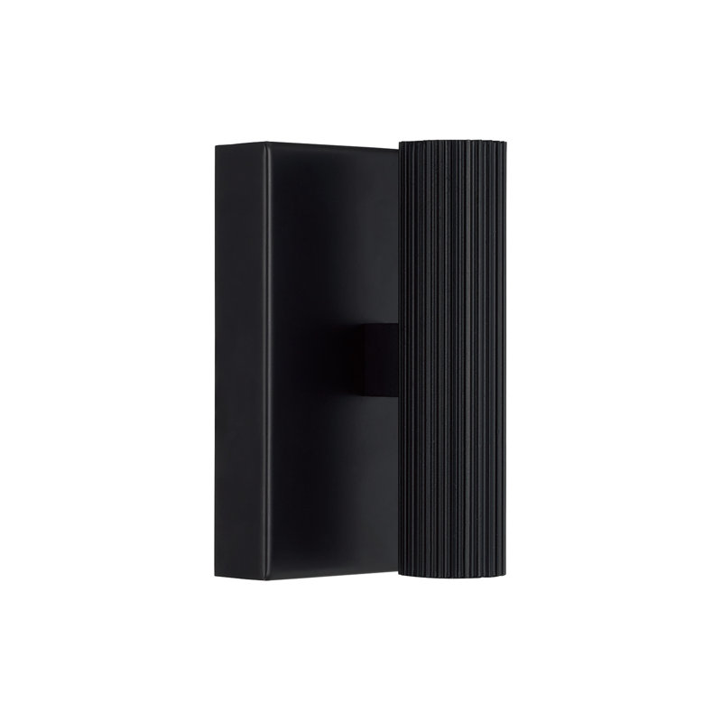 4.5" W x 6" H Integrated LED Mini Dual Sconce in Matte Black with Fluted Texture and Up and Down Cylindrical Light