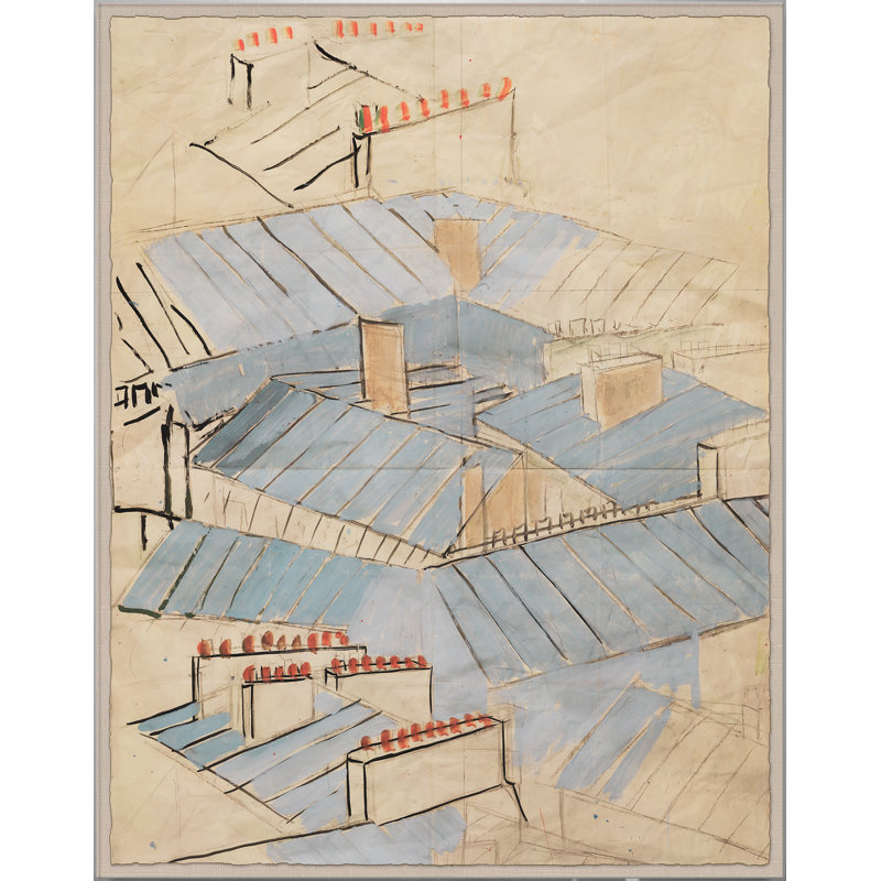 Rooftops Print by Paule Marrot, Acrylic Box, 56" H x 44" W x 1.25" D