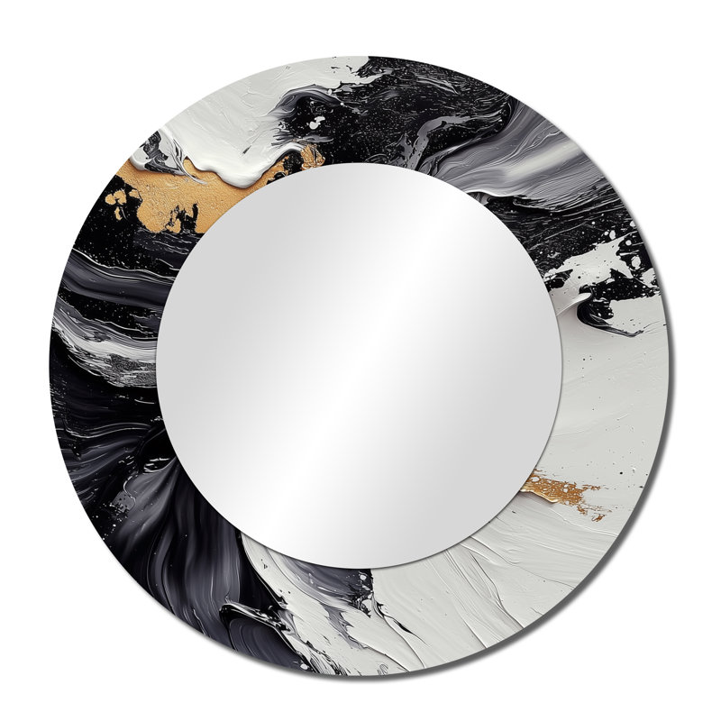 Abstract Perspective Of The Dark And The Light I - Modern Wall Mirror Art - Printed On Metal, 36" x 36"