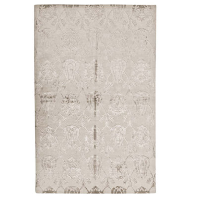 Damask Area Rug in Beige