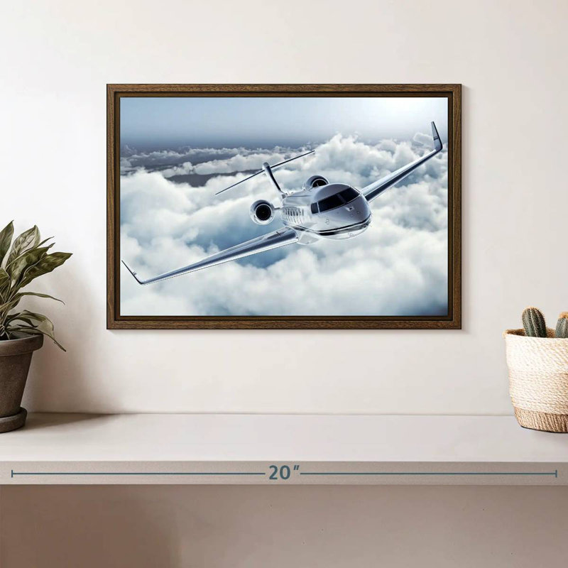 Jet privé de luxe volant, 13 po x 9 po, Cadre flottant en noyer