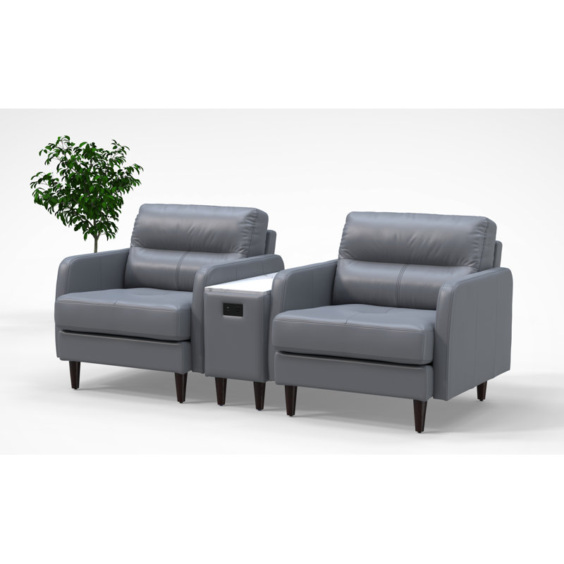 Ensemble de chaises de réception pour salle d'attente 2 personnes 100% cuir véritable 3 pièces