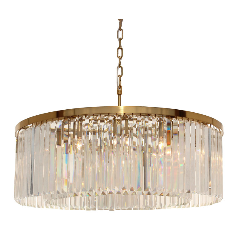 Everly Quinn Lateika 12 - Light Glass Dimmable Drum Chandelier ...