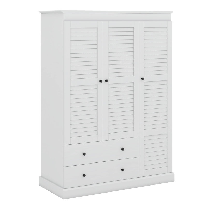 Armoire-penderie à 3 portes avec tiroirs et tablettes à niveaux multiples Markella