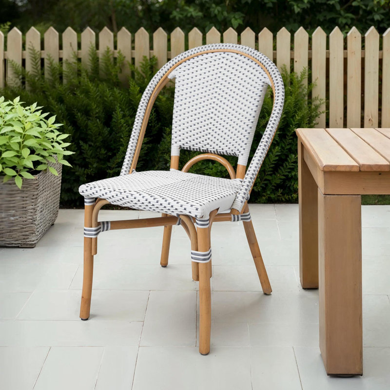 Leavell 20" W Rattan Woven Side Chair, White