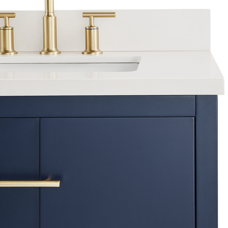 Ensemble de meuble-lavabo simple autoportant 30 po avec plateau en quartz blanc pur et vasque en céramique Addisin, L 30 po