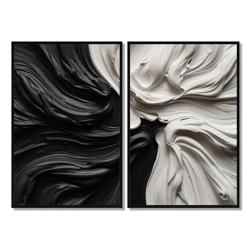 Art mural noir sur toile de rêve marbré noir et blanc IV, Noir, H 36 po x l 48 po, Reproduction encadrée sans passe-partout