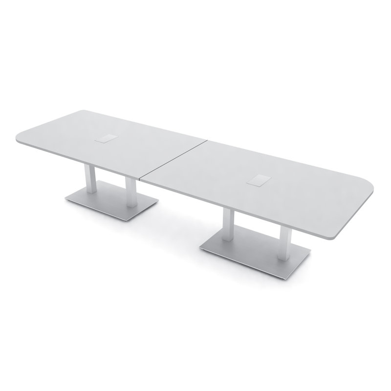 Table de conférence Ogren Duo avec double base en métal | Unité électrique, L 120 po x l 48 po, Brouillard gris