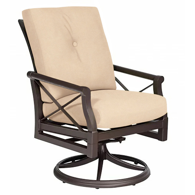 Andover Outdoor Rocker Chair, Chestnut Brown, Impact Vapor Gray Sunbrella®