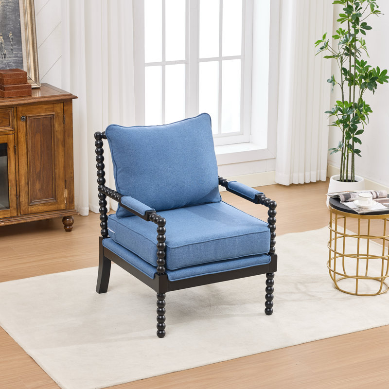 Chaise d'appoint avec cadre en bois tourné et solide, Marine