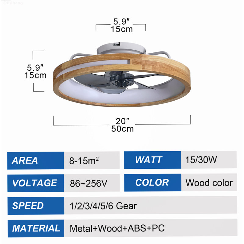 Ventilateur de plafond réversible à profil bas Modern Light Minimalist, Modèle B