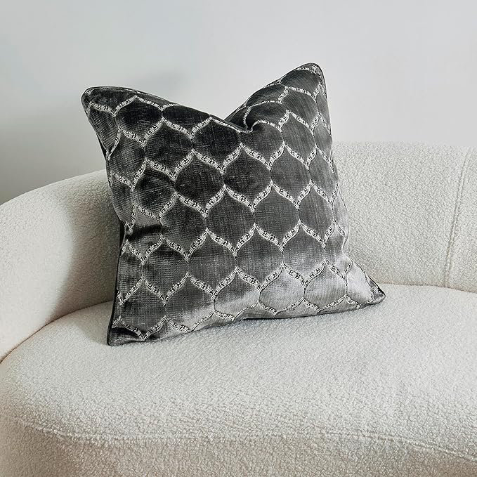 Housse de coussin réversible en velours abstrait, Abstrait gris