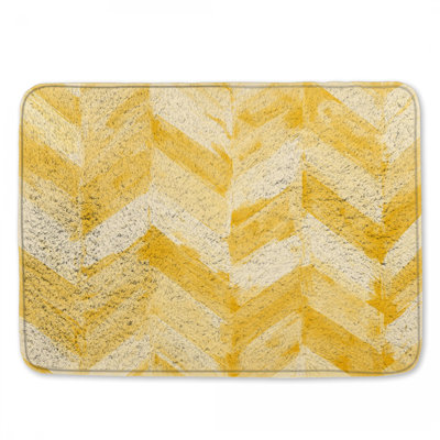 Yellow Chevron Pattern Bath Mat