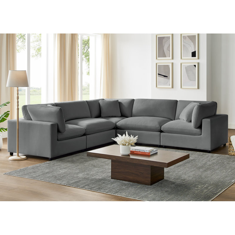Canapé modulaire 5 pièces Vinessa, Charcoal Performance Polyester