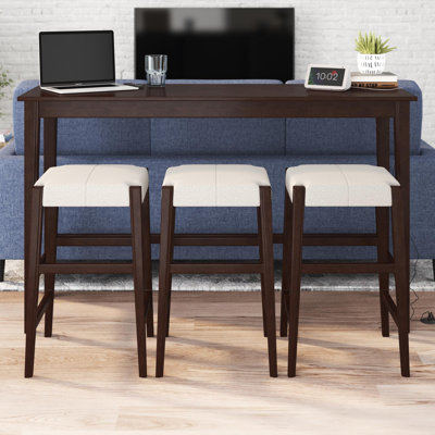 Sharonne Console Table with 3 Stools and USB Charger