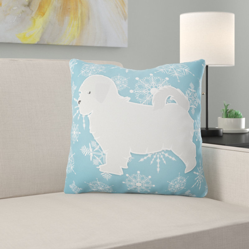 Winter Snowflakes Indoor/Outdoor Throw Pillow, 14" H x 14" W x 3" D