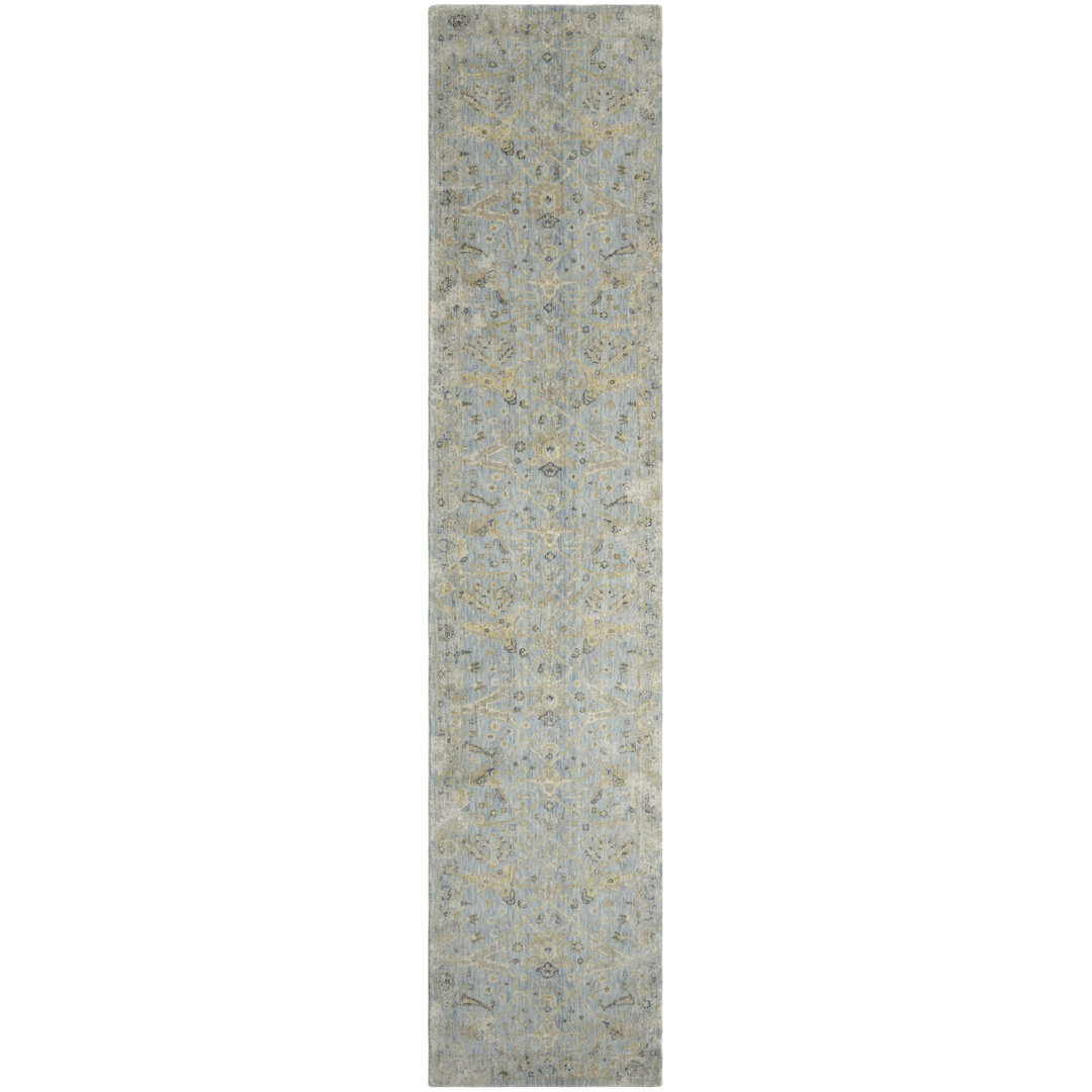 Josuah Oriental Power Loom Machine Woven Wool Area Rug in Beige/Blue Bungalow Rose Rug 