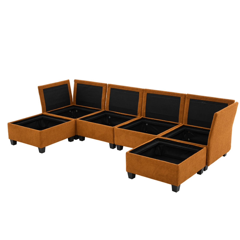 6 modulaires librement combinables avec méridienne, en forme de U, avec rangement, doux et confortable, tissu respirant, assemblage, coussins de chaise modulaires personnalisables, réglages
