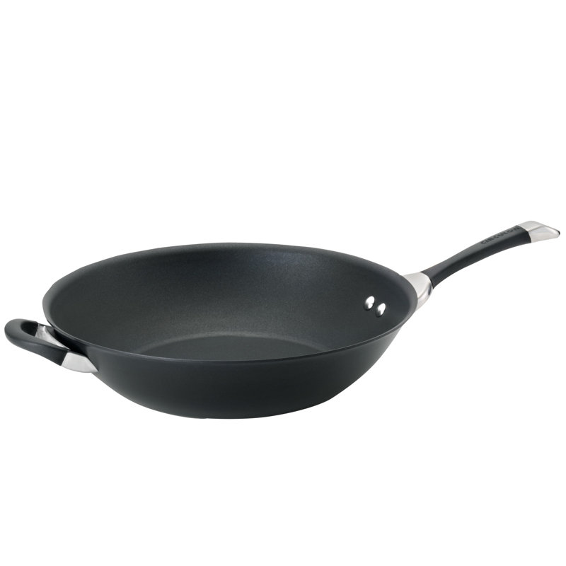 Circulon Symmetry Hard-Anodized Nonstick Induction Stir Fry Pan with Helper Handle, 14-Inch, 14-in., Chocolate