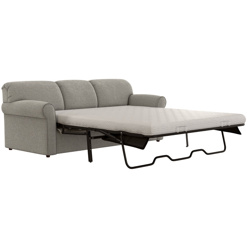 Aadhya 79" Rolled Arm Sleeper Sofa with Reversible Cushions, Queen, Gel Memory Foam, Sugarshack Oatmeal