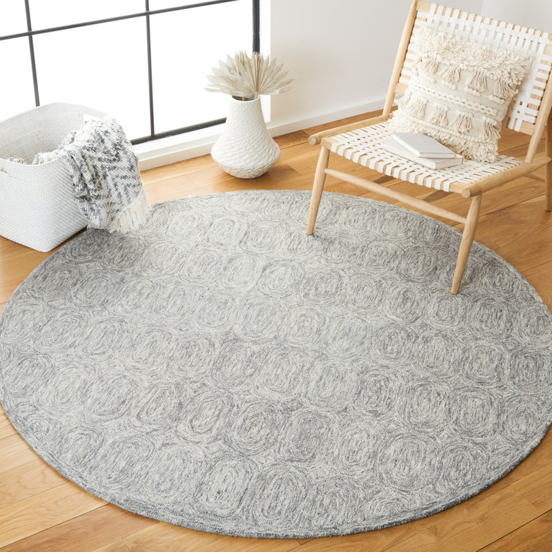 Ashford Hand Tufted Wool And Cotton With Latex Abstract Rug, Round 6'