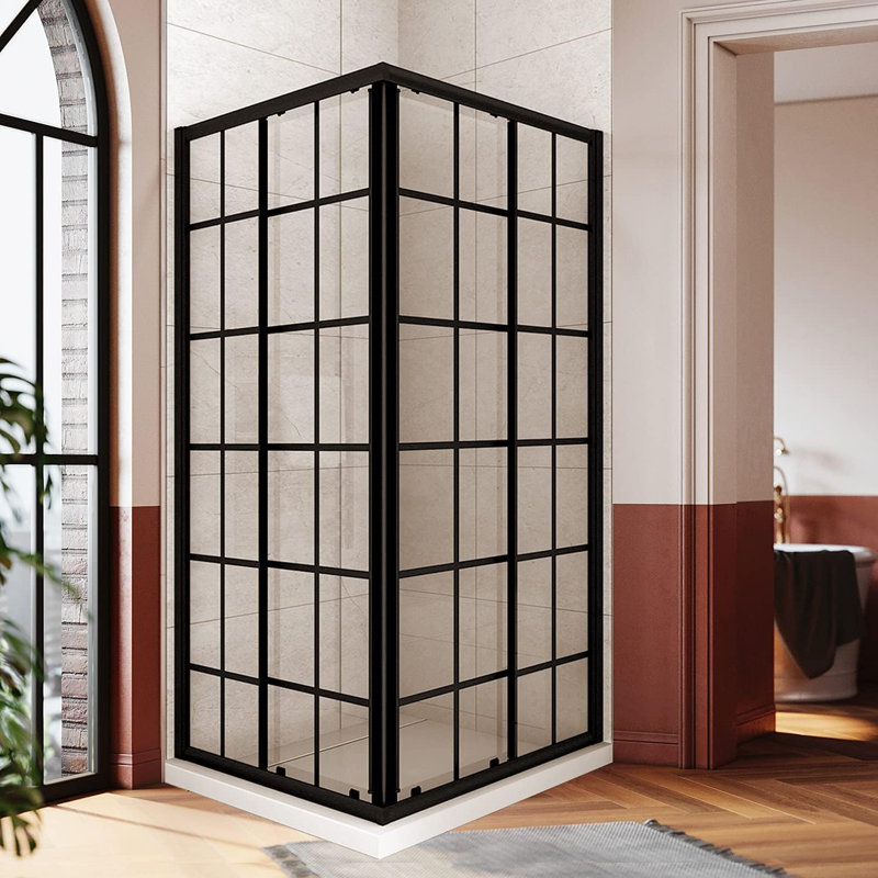 34'' W 72'' H Framed Square Reversible Shower Enclosure