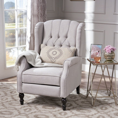 Fauteuil inclinable en tissu capitonné gris clair