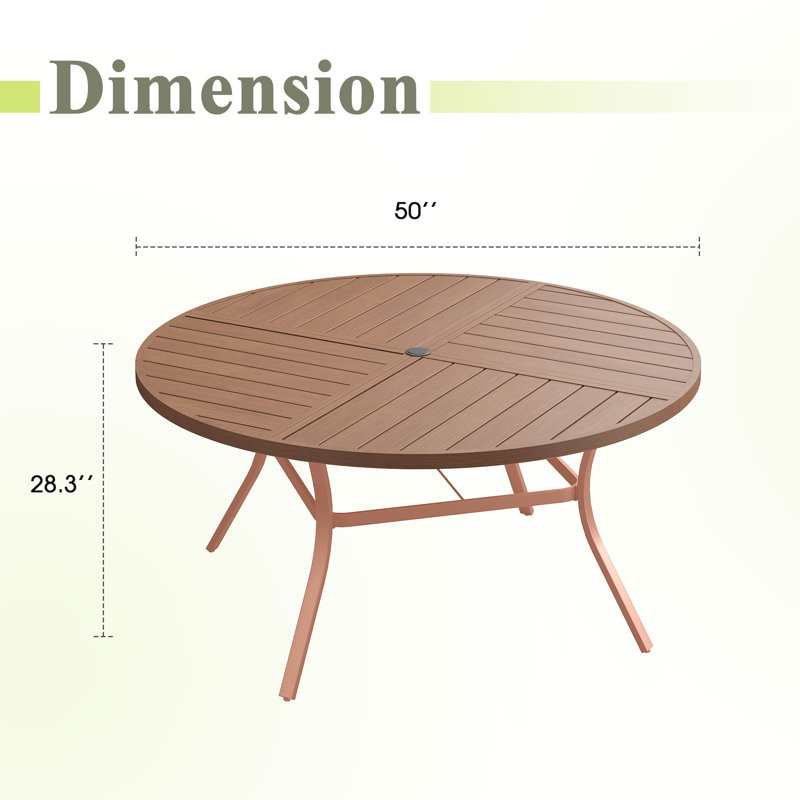 Table de salle à manger d'extérieur 50 ", Brun / bois brossé