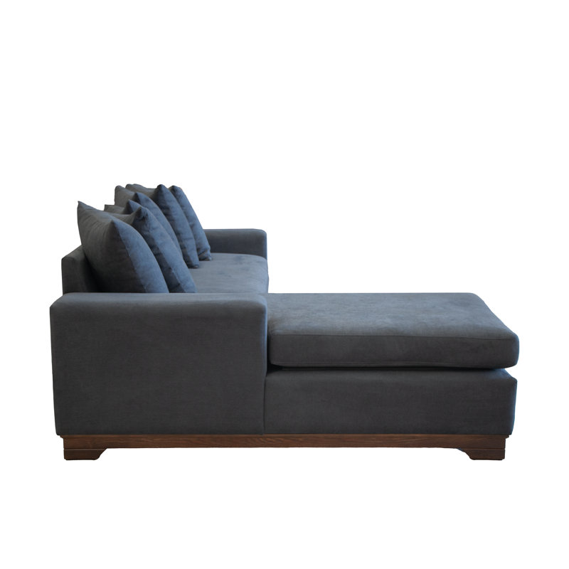 Grasiela Upholstered L-Shaped Sectional, Blue Polyester Blend, Left Hand Facing