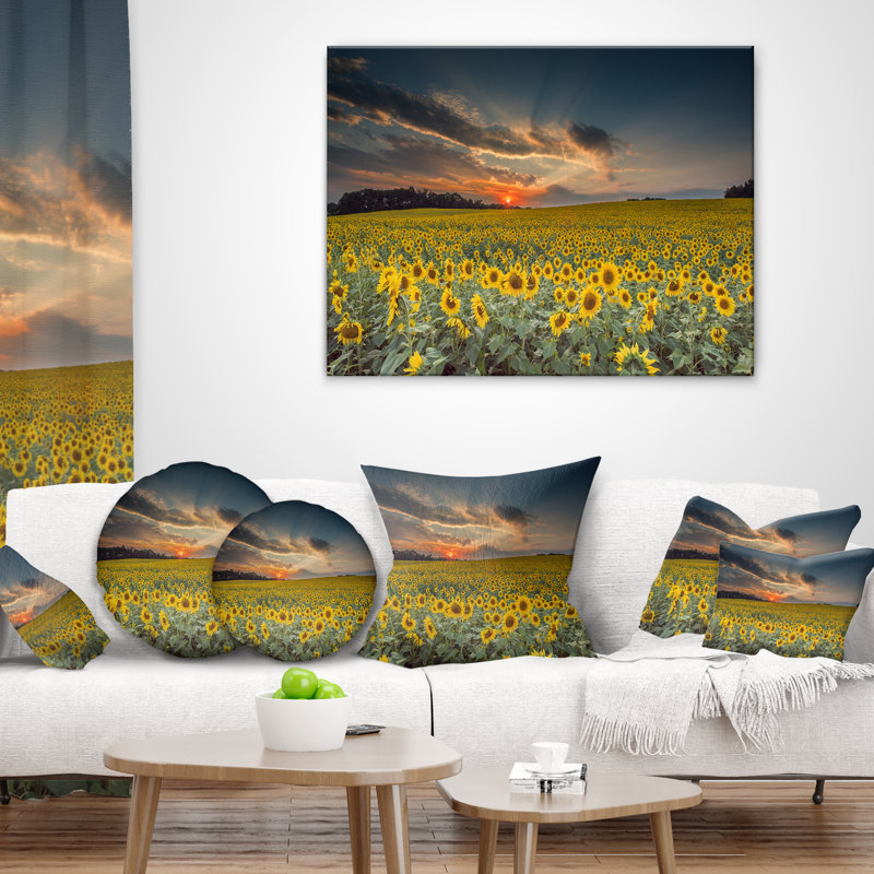 Coussin Sunflower Sunset, 18 po x 18 po, Coussin décoratif