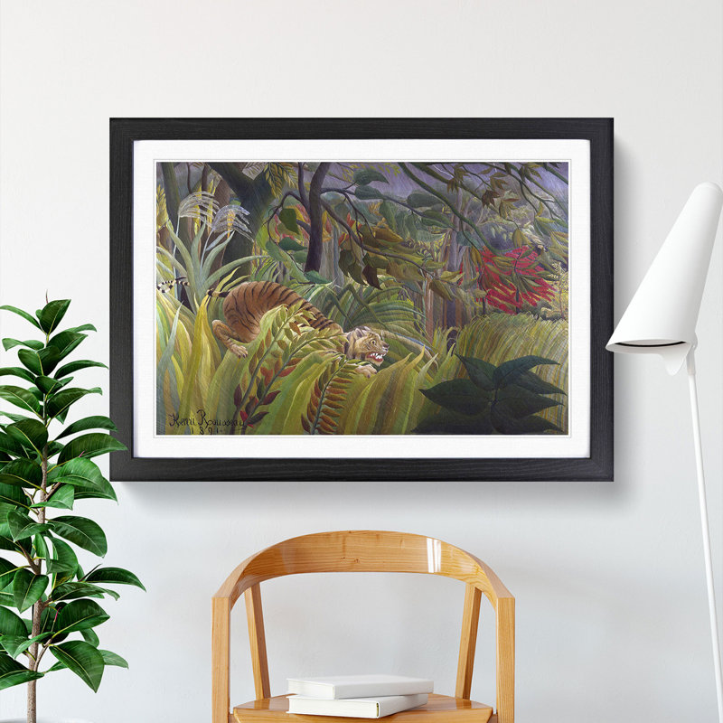 Surprise by Henri Rousseau - Picture Frame Painting, 48cm H x 65cm W x 2cm D, Black Framed
