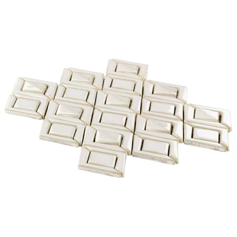 Nabi Jewel 3D Glossy Glass Mosaic Tile, Natural White