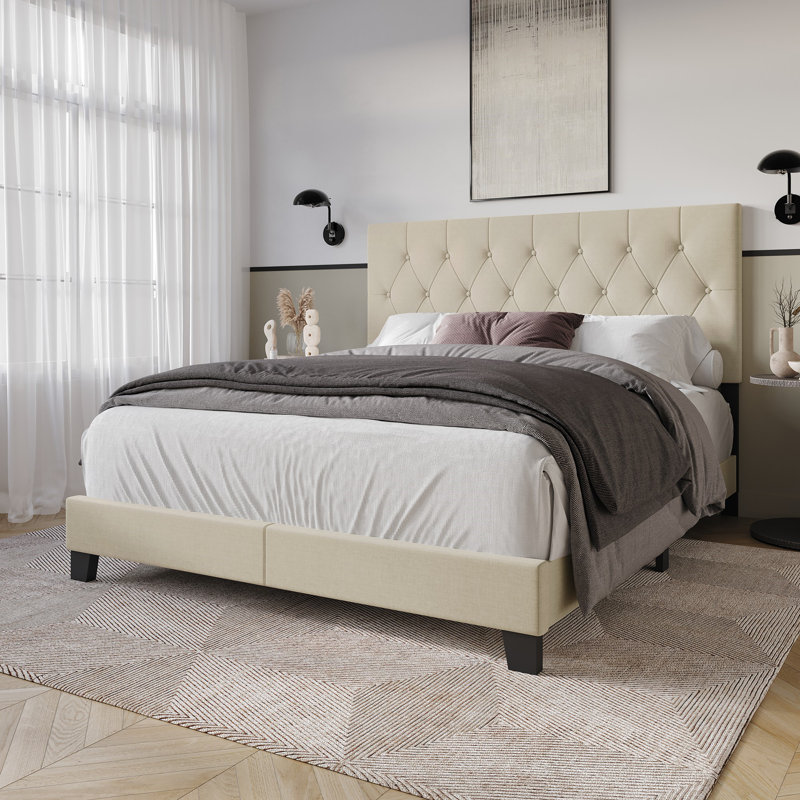 Ambrey Upholstered Standard Bed, Twin, Beige
