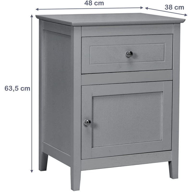 Dulles 48cm W Manufactured Wood Bedside Table, Grey
