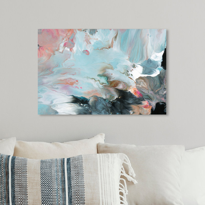 Rêve abstrait en couleurs, rose côtier - impression sur toile, H 24 po x l 36 po, Toile tendue, Sans cadre