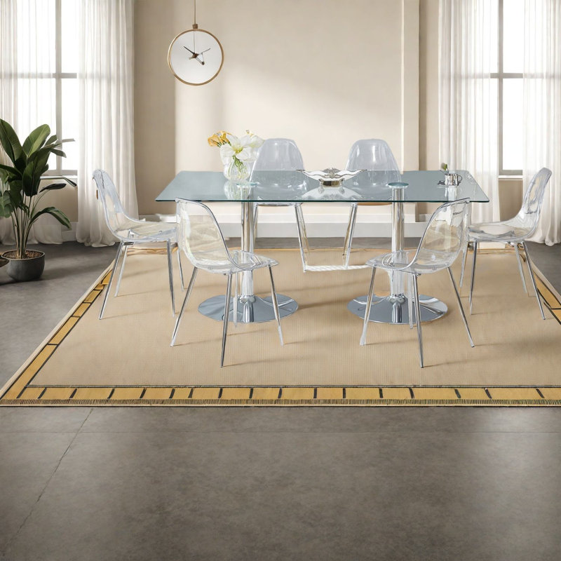 Ensemble de table de salle à manger élégant, verre et métal, style moderne pour la famille