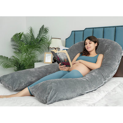  Pregnancy Pillows For Sleeping, U Shaped Body Pillow For Pregnancy, 65 Inch Maternity Pillow For Tall Pregnant Women With Grey Velvet Cover